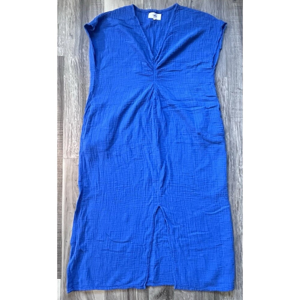 Xirena Drue Cotton Gauze Midi Dress XL in Deep Wave Coastal Lagenlook Boho Chic